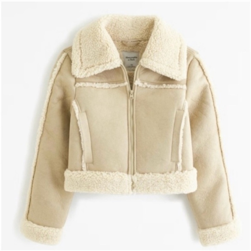 NWOT Abercrombie & Fitch Vegan Suede Sherpa Jacket Size XS